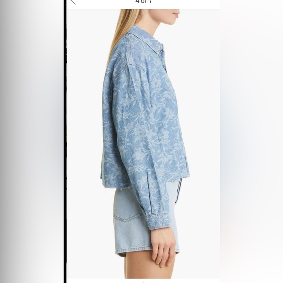 Rag & Bone Floral Oversize Crop Denim Shirt - Picture 3 of 9